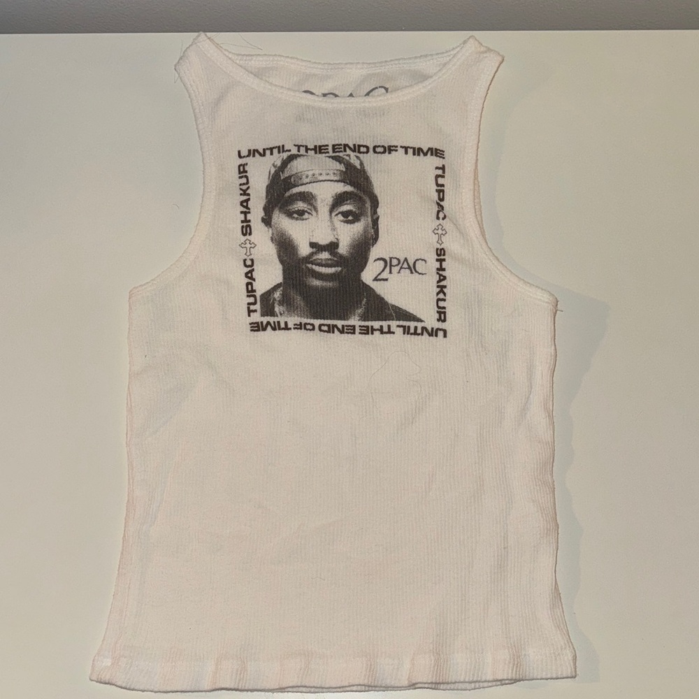 2Pac Graphic White Tank Top